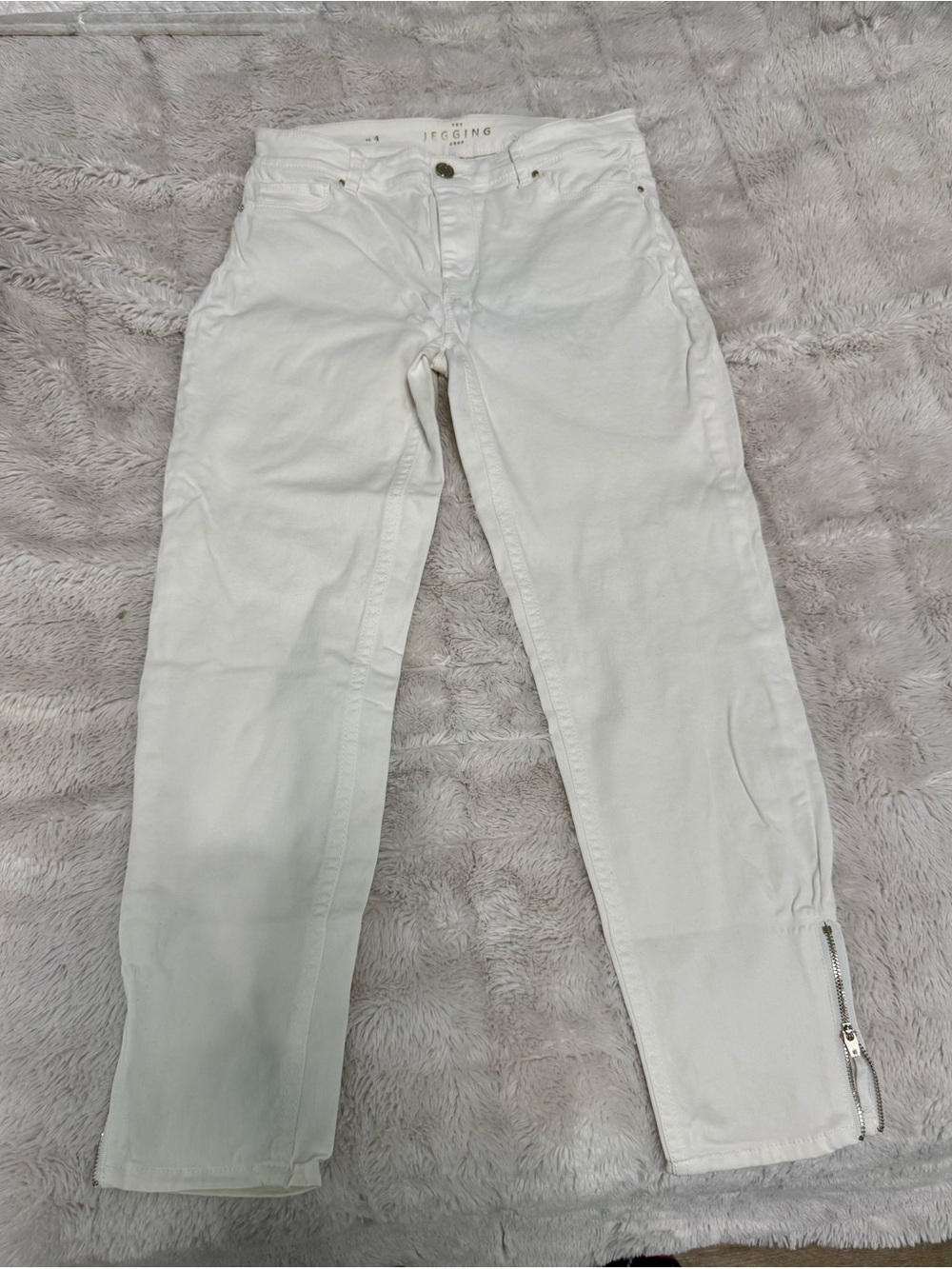 White House Black Market Women’s Slim Straight White Jeans with Ankle Zipper